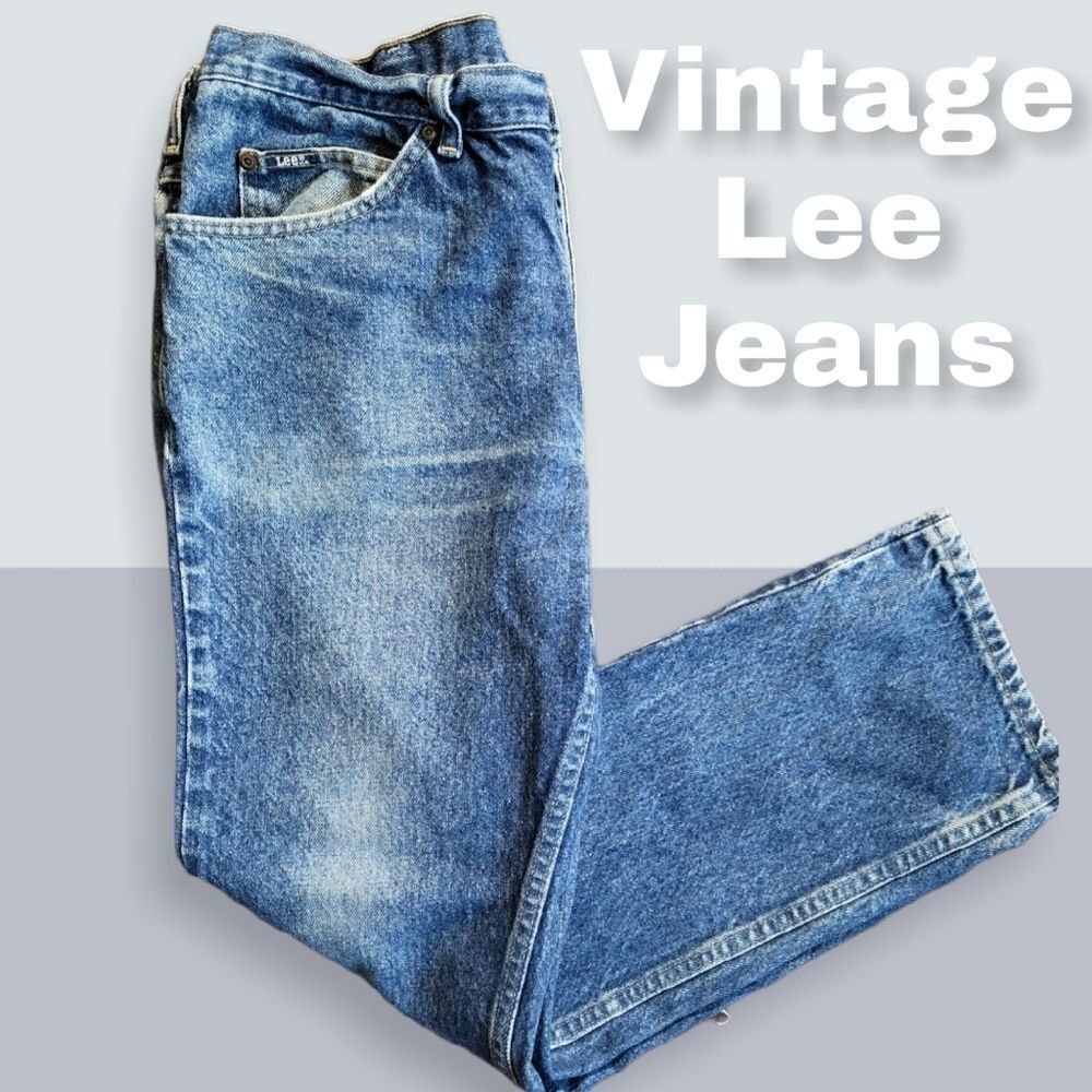 Vintage Lee Medium Blue Wash High Waist Mom Jeans - Picture 5 of 6